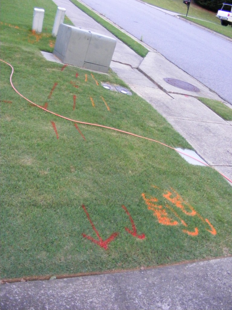 Cable line markings in the yard