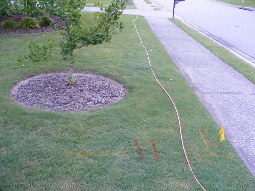 A gas line flagged in my yard